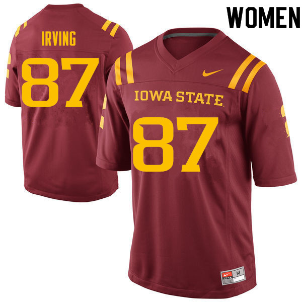 Women #87 David Irving Iowa State Cyclones College Football Jerseys Sale-Cardinal - Click Image to Close